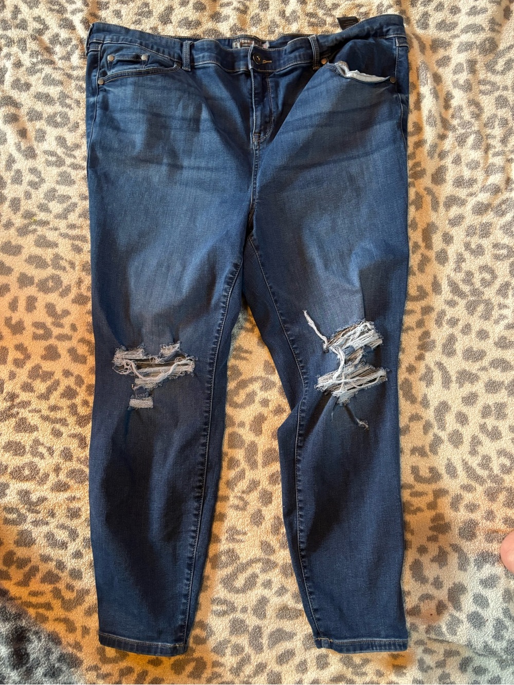 Women's Skinny Distressed Dark Blue Jeans